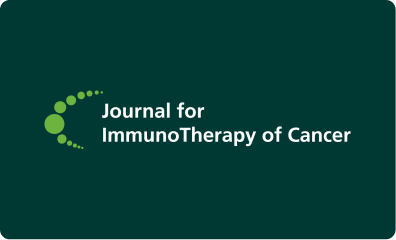 Logo of Journal for Immunotherapy of Cancer with green dots forming a partial circle and text on a dark green background.
