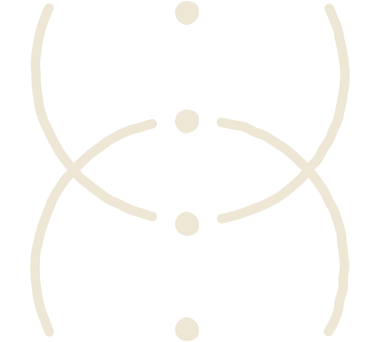 Geometric drawing of an outline square with sections divided by vertical, horizontal, and half circle lines.