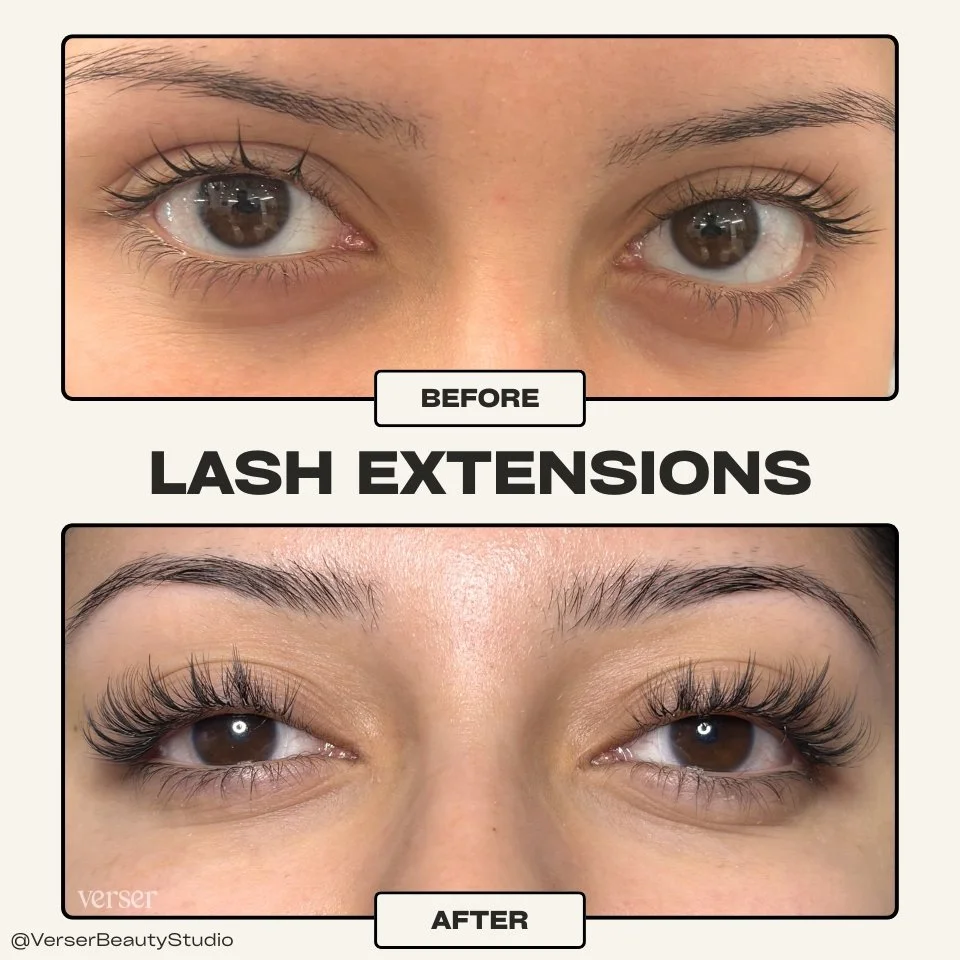 Before and after of anime-style eyelash extensions