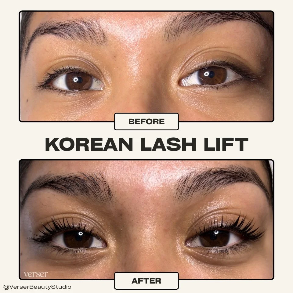 Before and after of Korean lash lift