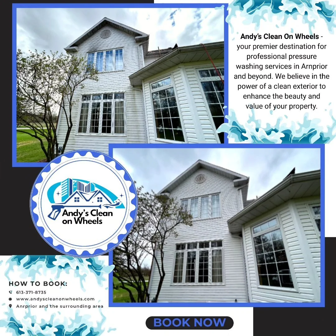 ✨ A clean home is a happy home! ✨
At Andy&rsquo;s Clean On Wheels, we bring the sparkle back to your siding with top-tier exterior washing services in Arnprior and surrounding areas. 🏡💦

Let your exterior shine like new &mdash; boost curb appeal, p
