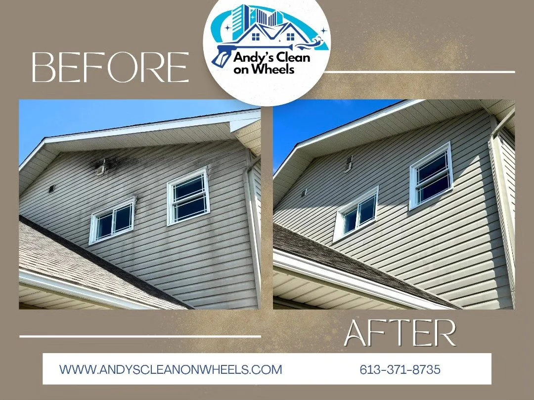 Another awesome exterior cleaning job completed by Andy! 

#andyscleanonwheels #exteriorcleaning #cleaningservices #springcleaning #siding #cleansiding #beforeandafter #lookatthat #jobwelldone #roofing #gutters #sidewalks #pressurewashing #softwashin