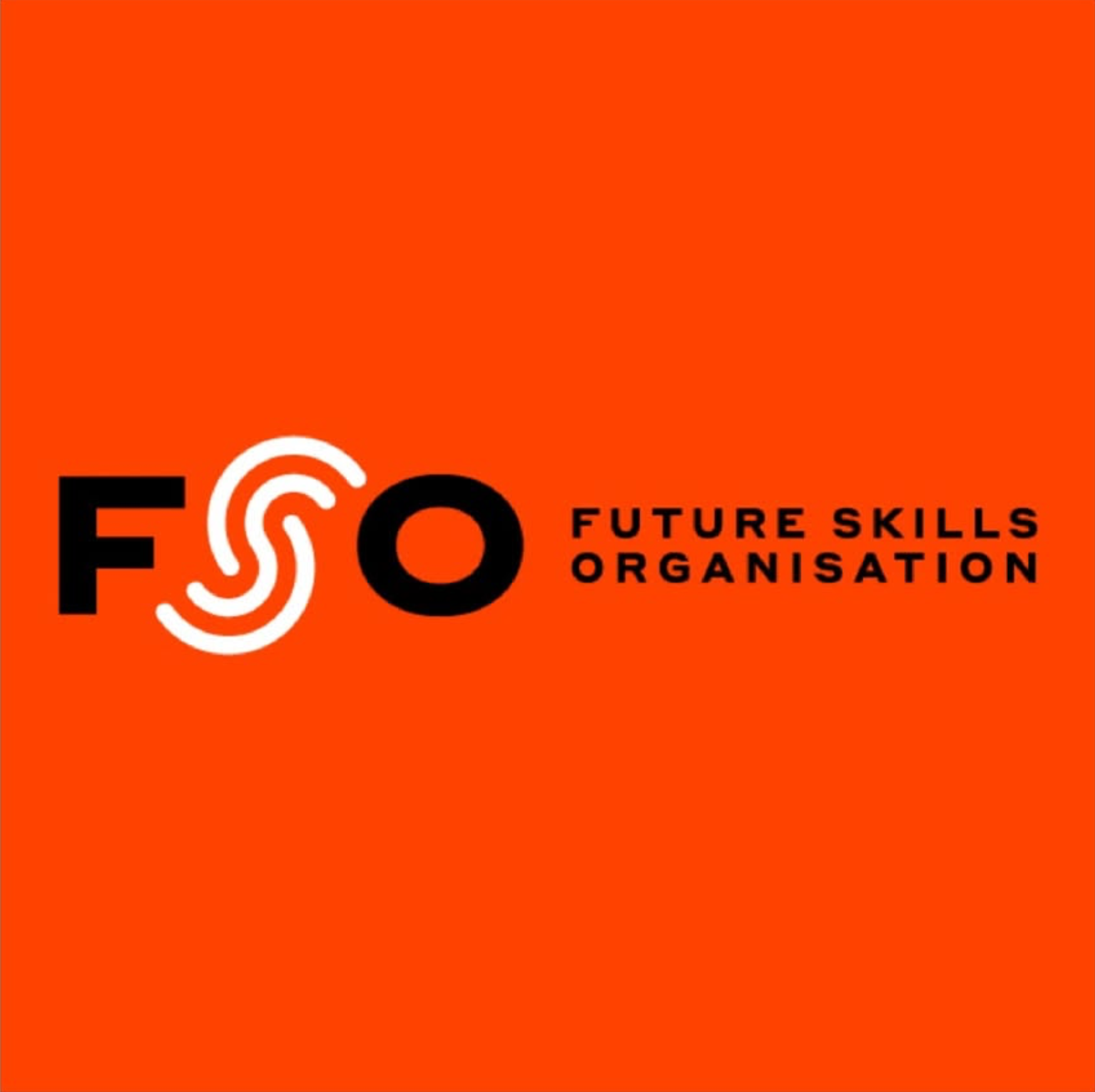 Orange background with the logo of Future Skills Organisation.