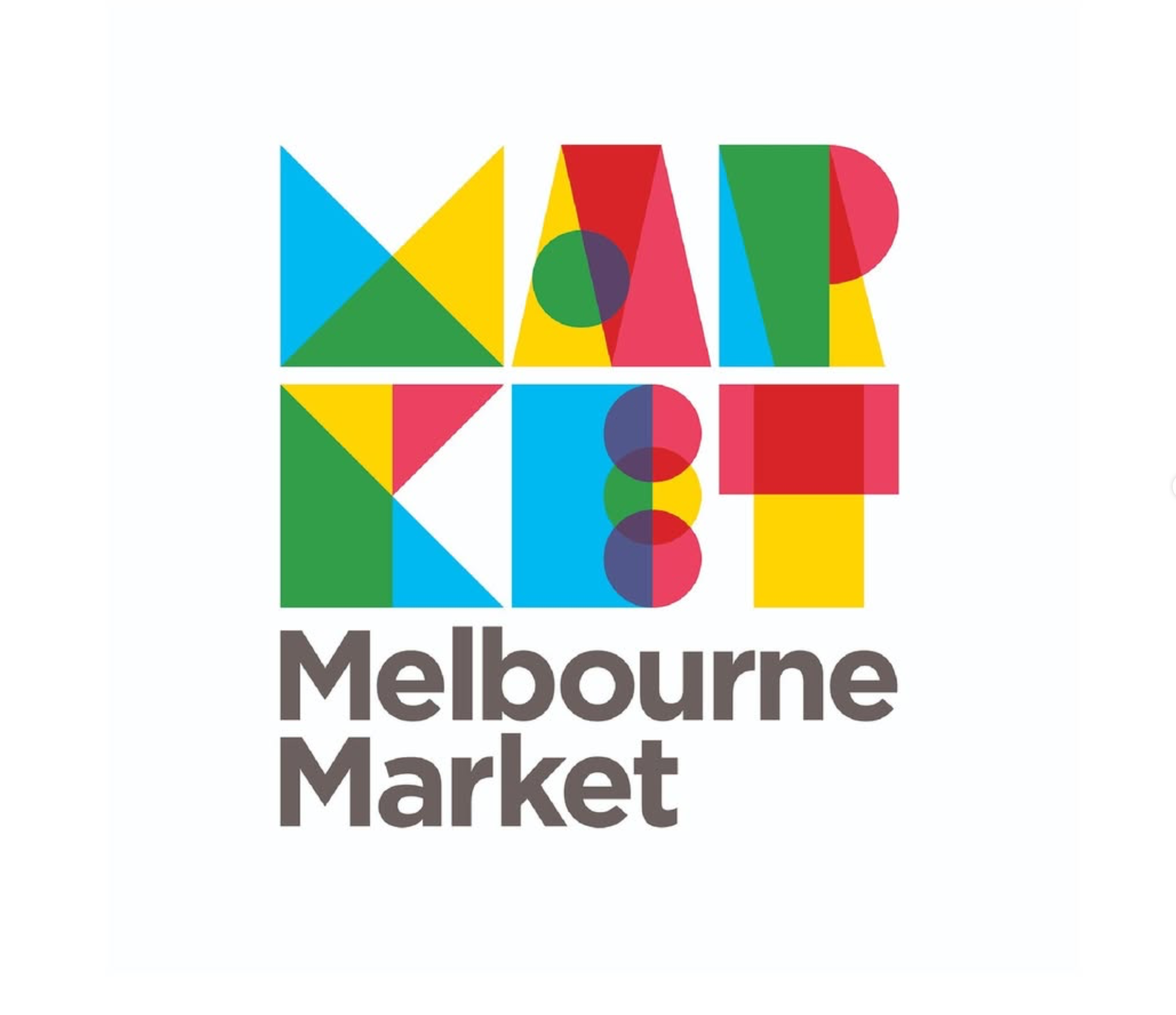 Logo of Melbourne Market in colorful geometric style with text underneath