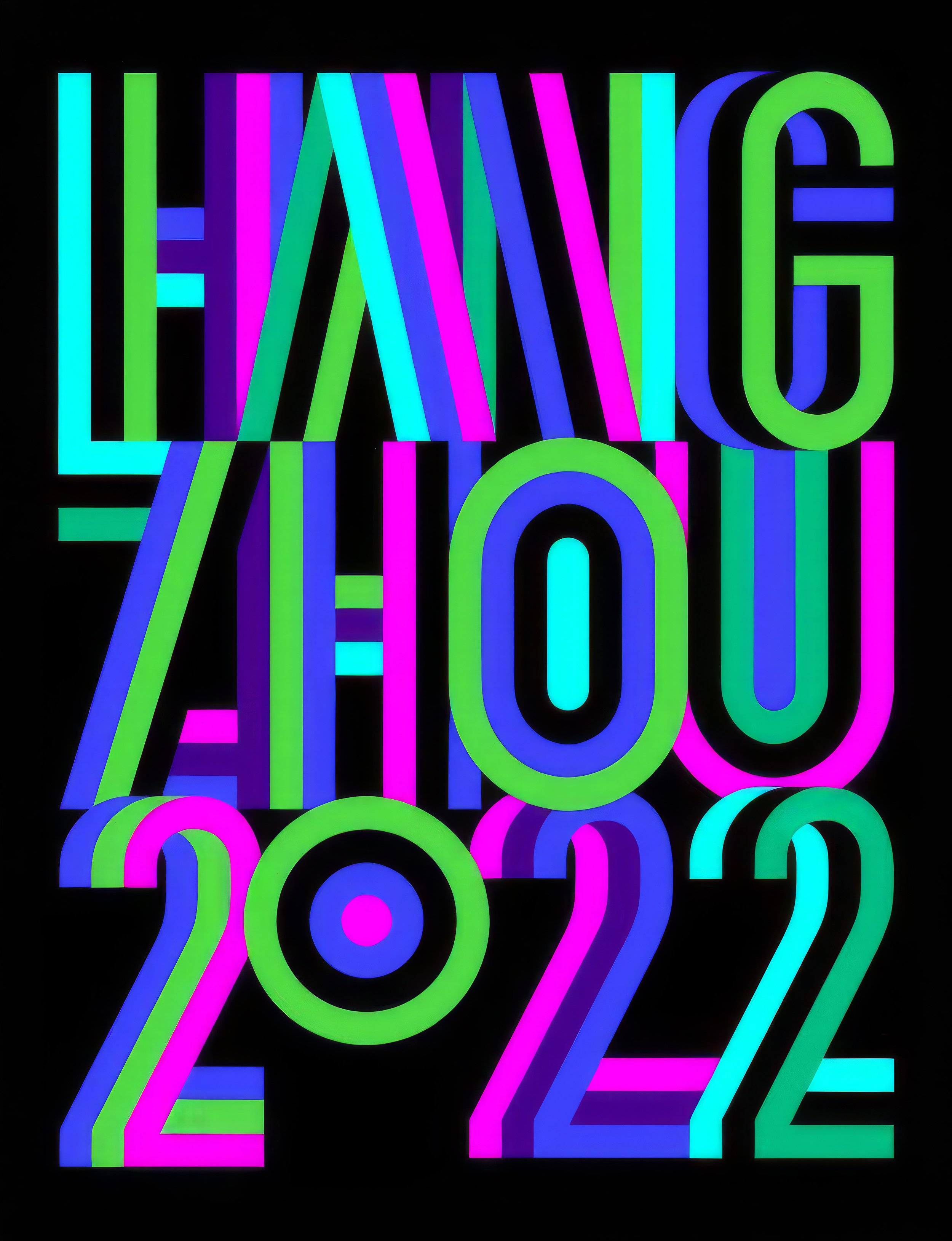 Colorful neon numbers 2022 with the word 'HAVE' in the background on a black backdrop.