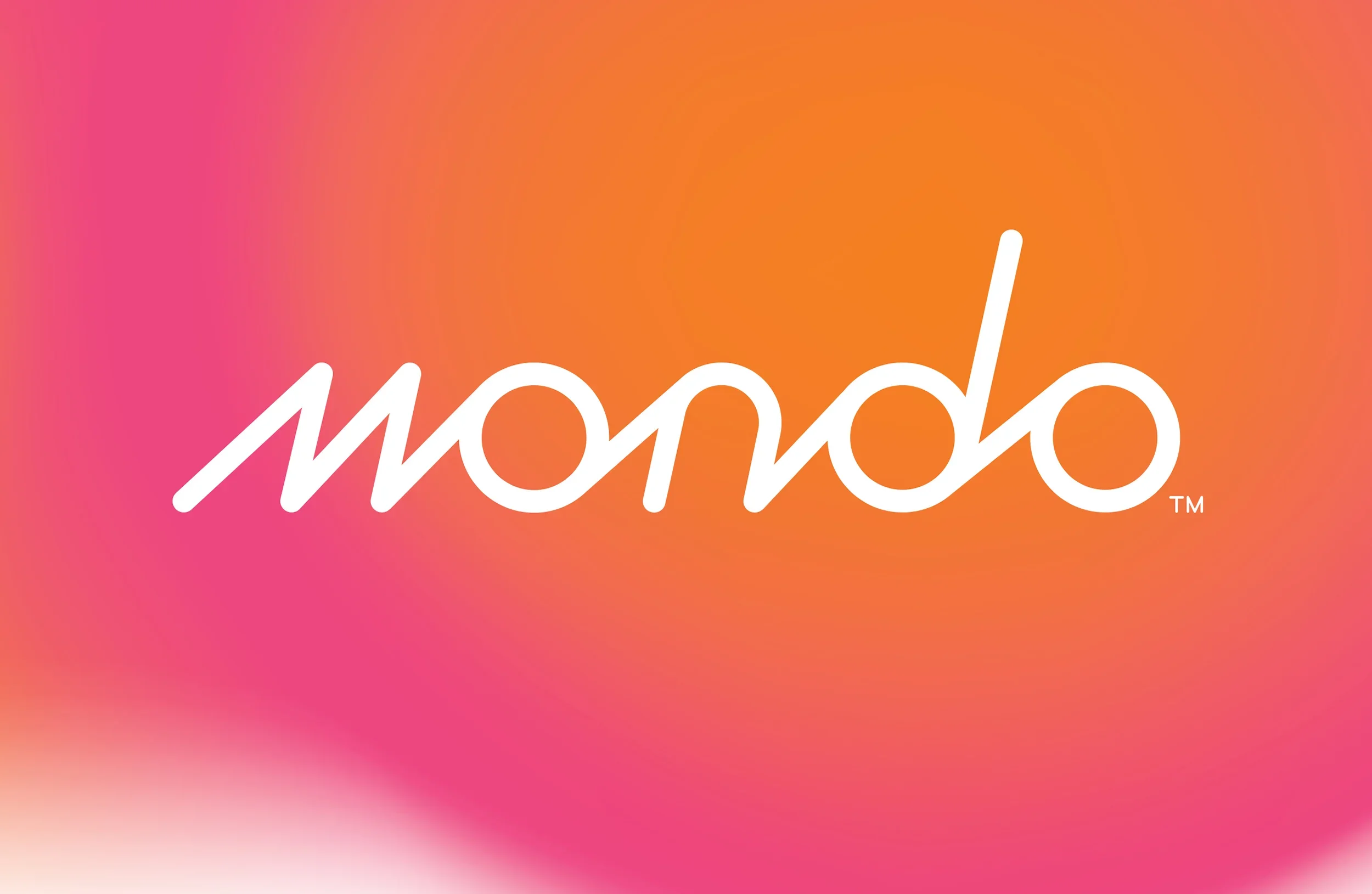 A colorful gradient background transitioning from pink to orange with the word "momo" written in white, stylized cursive font.