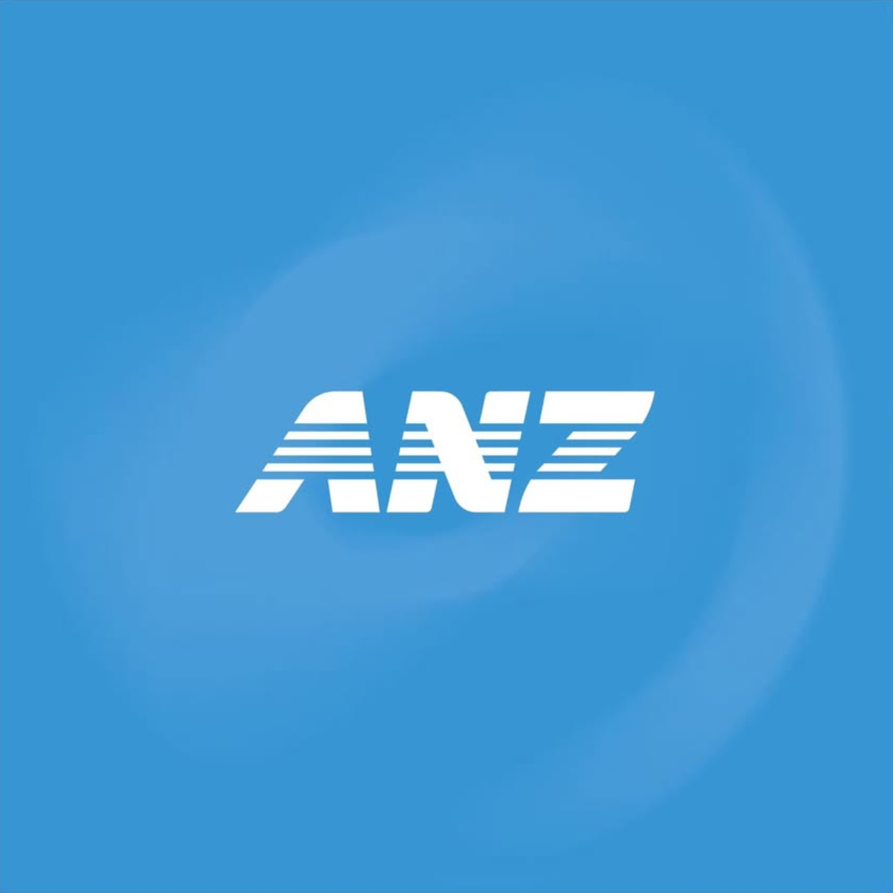Close-up of a blue background with ANZ logo and design elements.