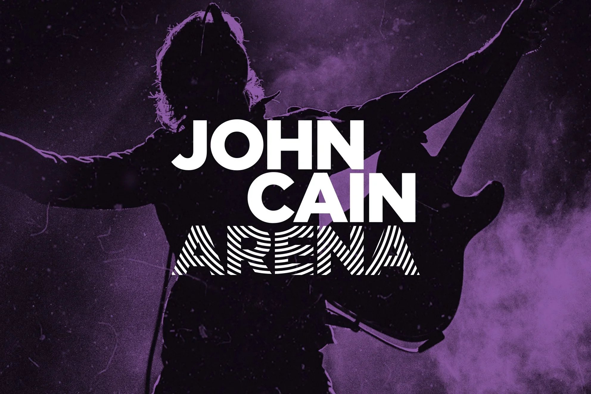 Silhouette of a person with a backpack, arms spread, against a purple starry sky background, with overlaid bold white text reading 'JOHN CAIN'.