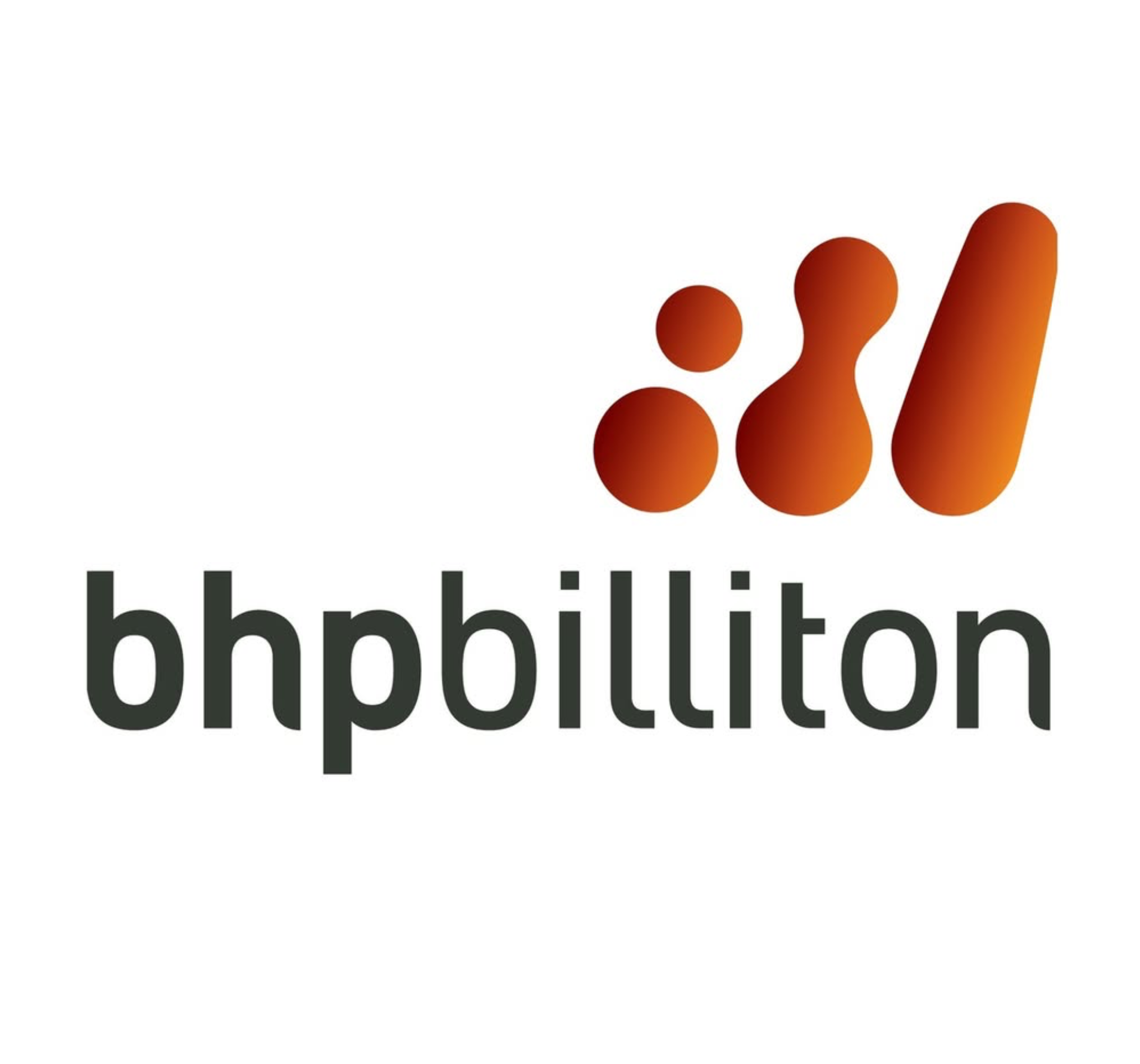A logo with an abstract design resembling connected orange dots and lines, alongside the text 'bhpbilliton' in bold, black letters.