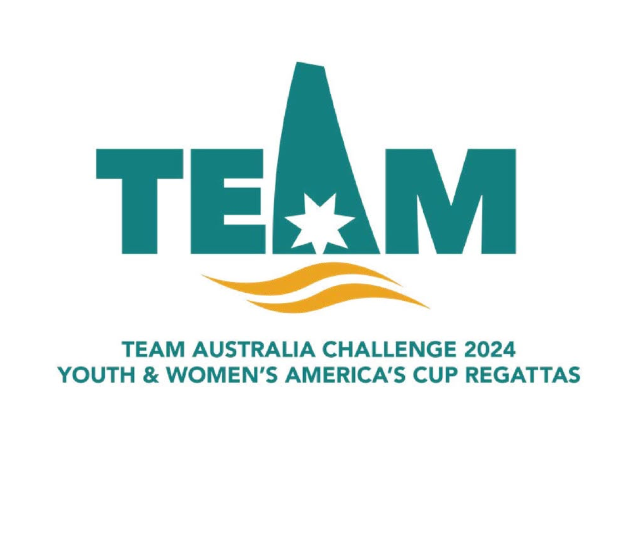 Logo for the Team Australia Challenge 2024, featuring text and a star in the center, with a boat and waves graphic below.