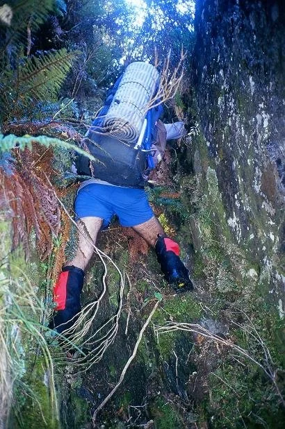  Alan on the grade 10 waterfall in the ’scrub bashing’ section 