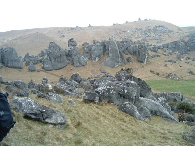  Bouldering at Castle Hill - note Mark at bottom right of photo 
