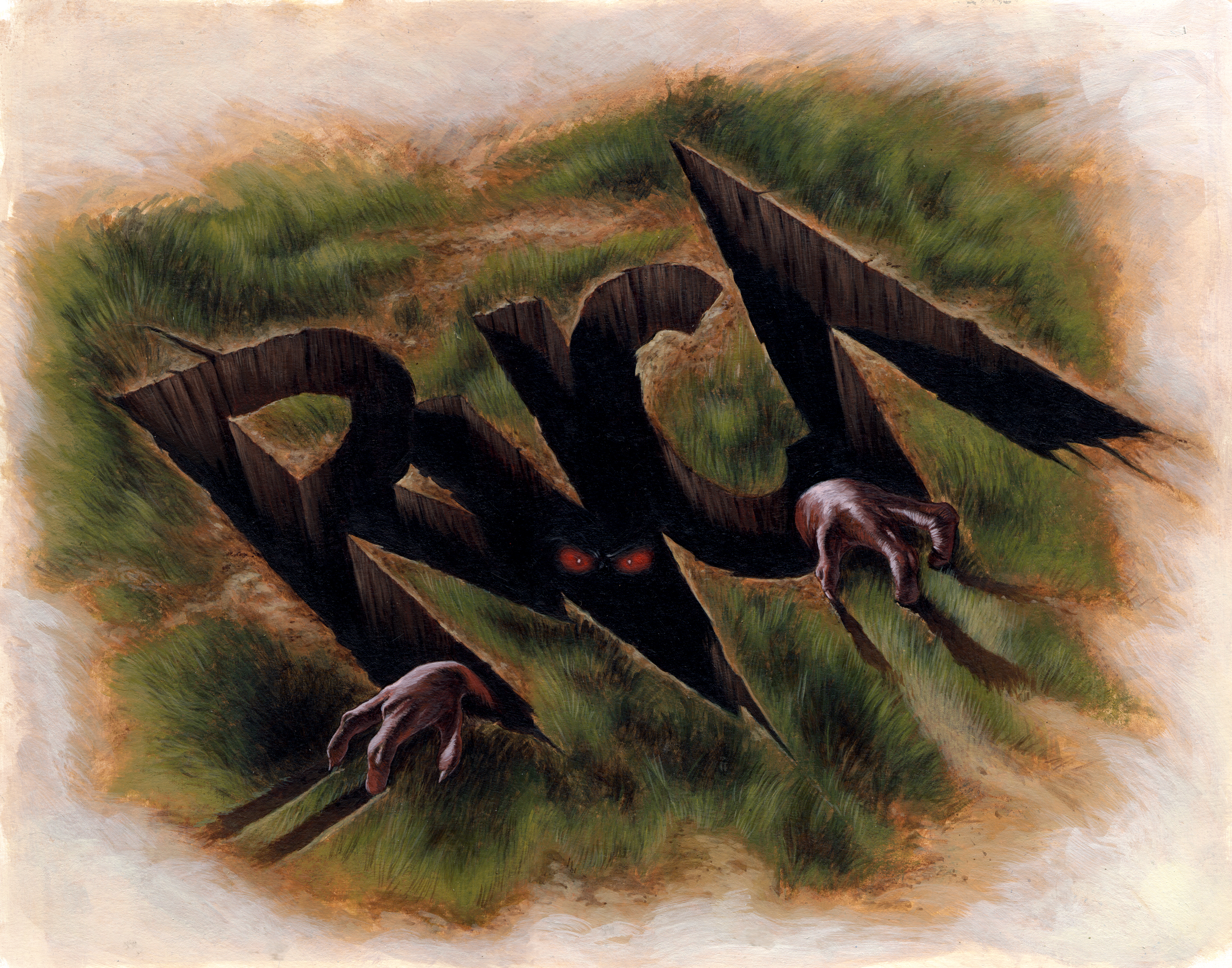 RVCA - First commissioned piece for RVCA/  referencing the 80's horror flick "The Gate" /  Acrylic on Hahnemule Rag  Paper 8x8in Costa Mesa CA