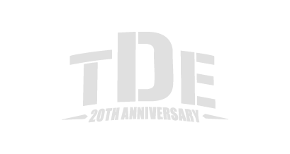 Logo celebrating the 20th anniversary of TDE with stylized text and design elements.