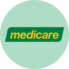 Medicare logo with green background and yellow text