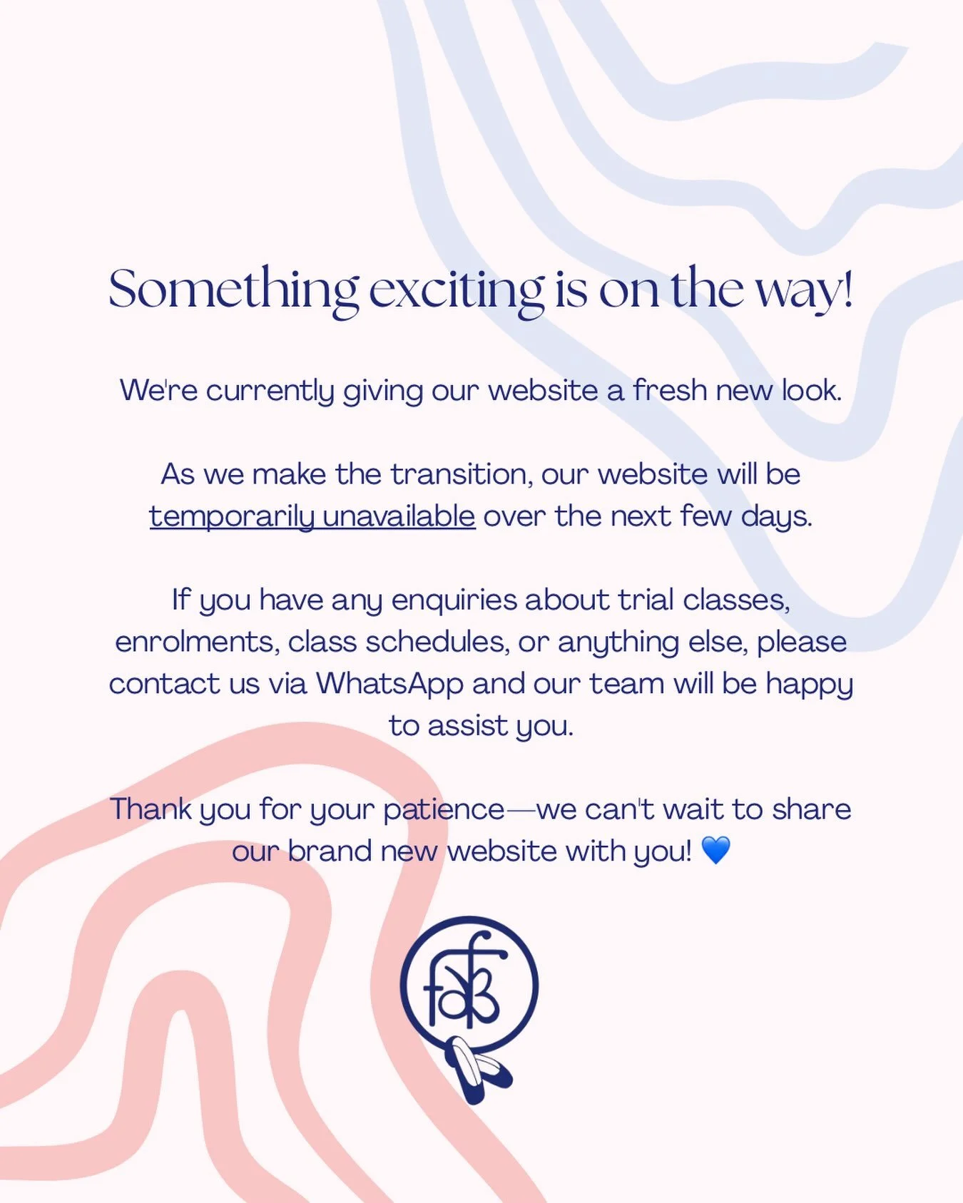 We&rsquo;re currently giving our website a fresh new look to make it easier than ever to explore our dance, music and performing arts programmes.

As we make the transition, our website will be temporarily unavailable over the next few days.

If you 