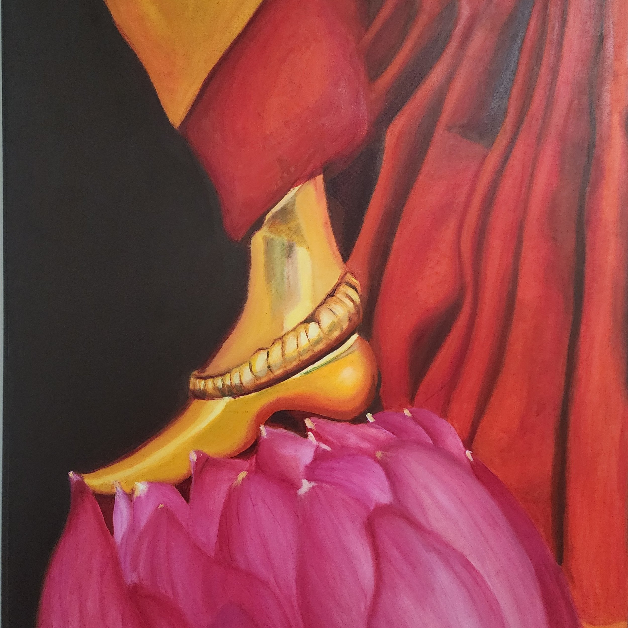 Title: Pranidhana                                                                                           
Oil on Canvas
Size of Canvas :  40″ x 40″
Body of Work: Karmaphalathyaga