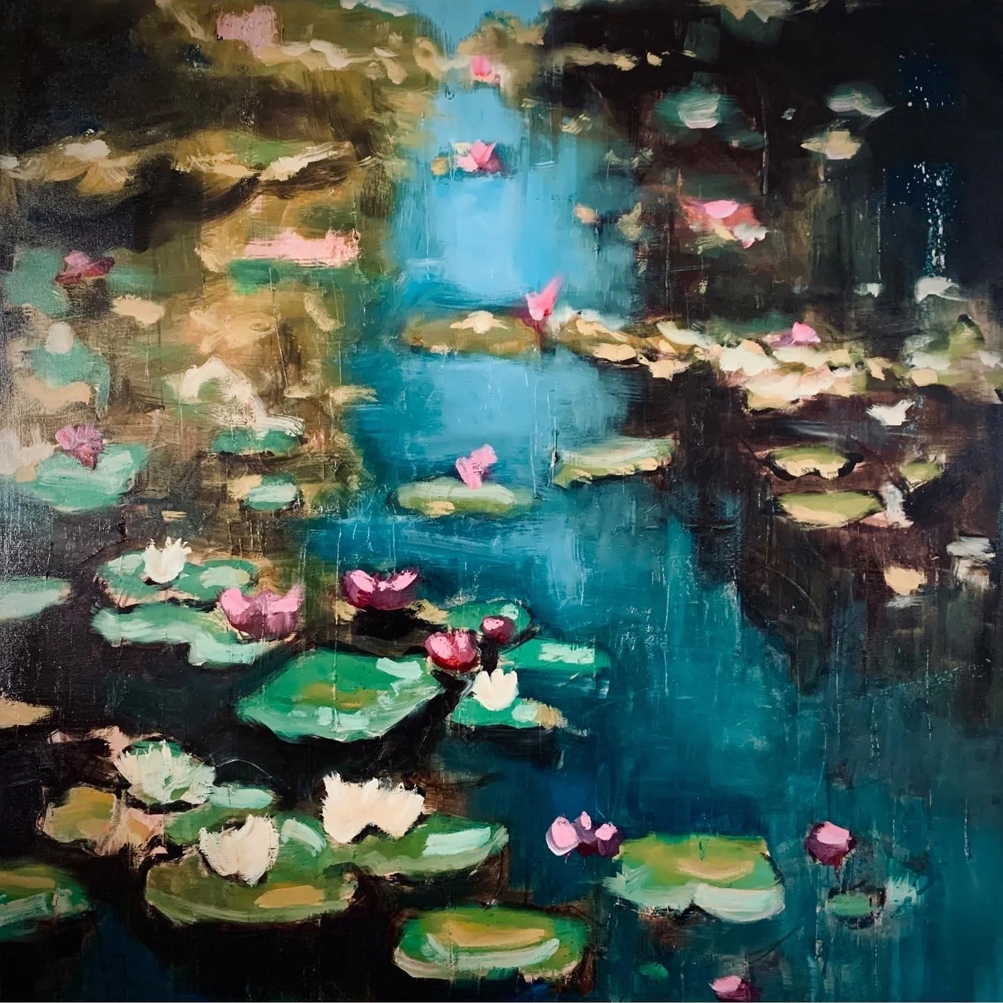 Water Lilies Oil On Canvas 146x146 Cm (57,4x57,4in)