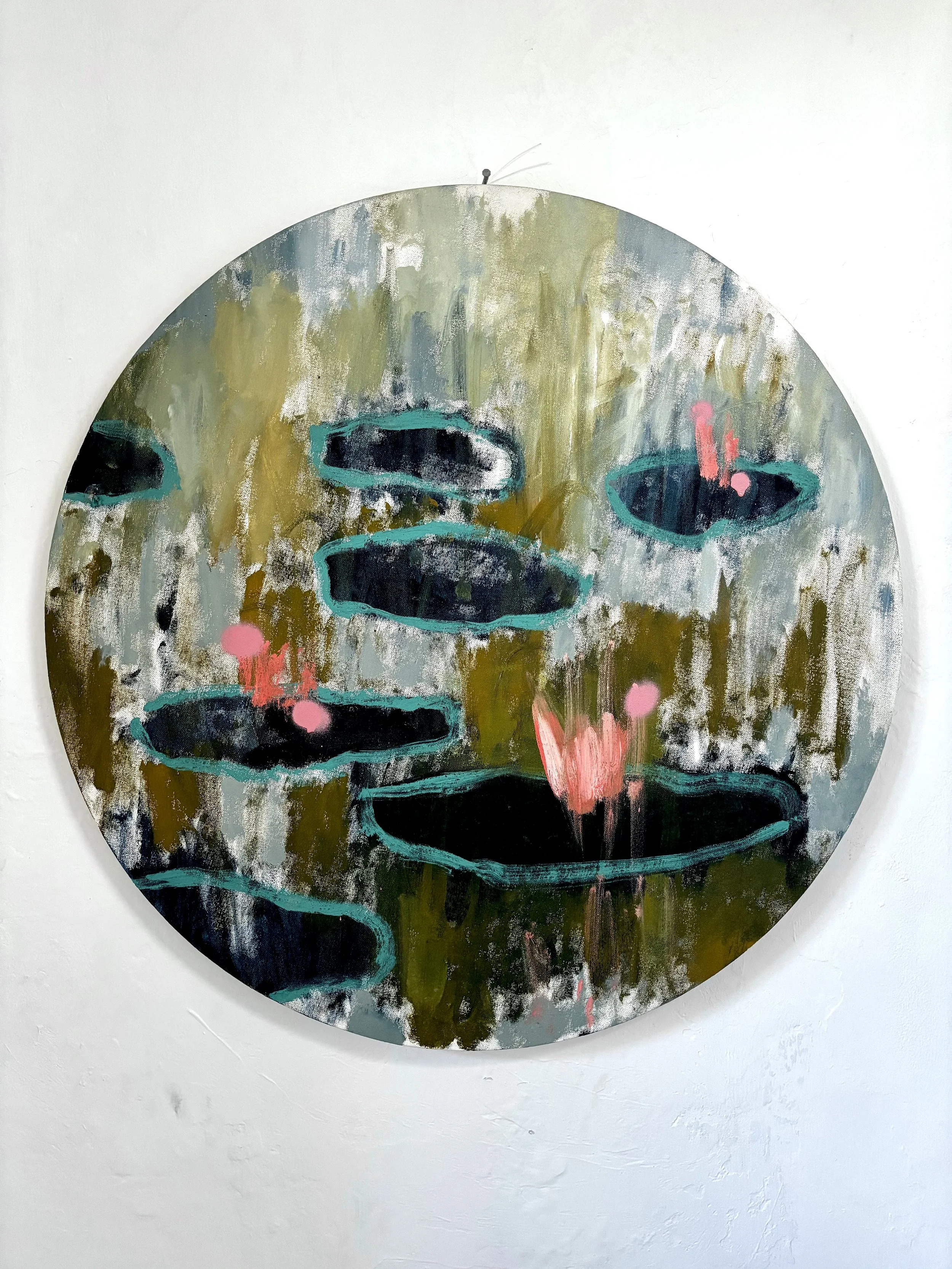 Water Lilies Oil On Canvas 65 Cm Diameter (25,5in)