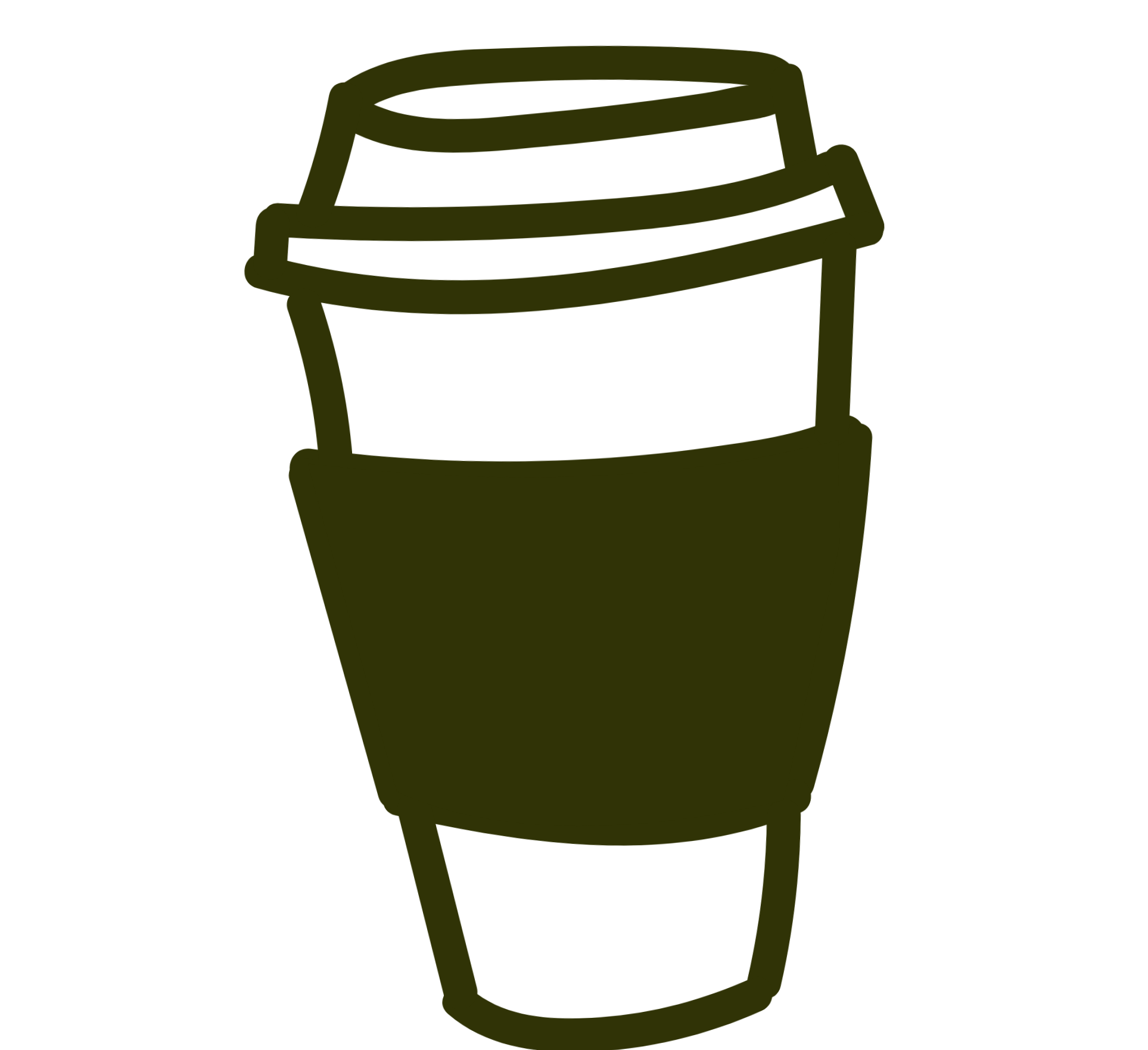 Line drawing of a small trash can with a lid.