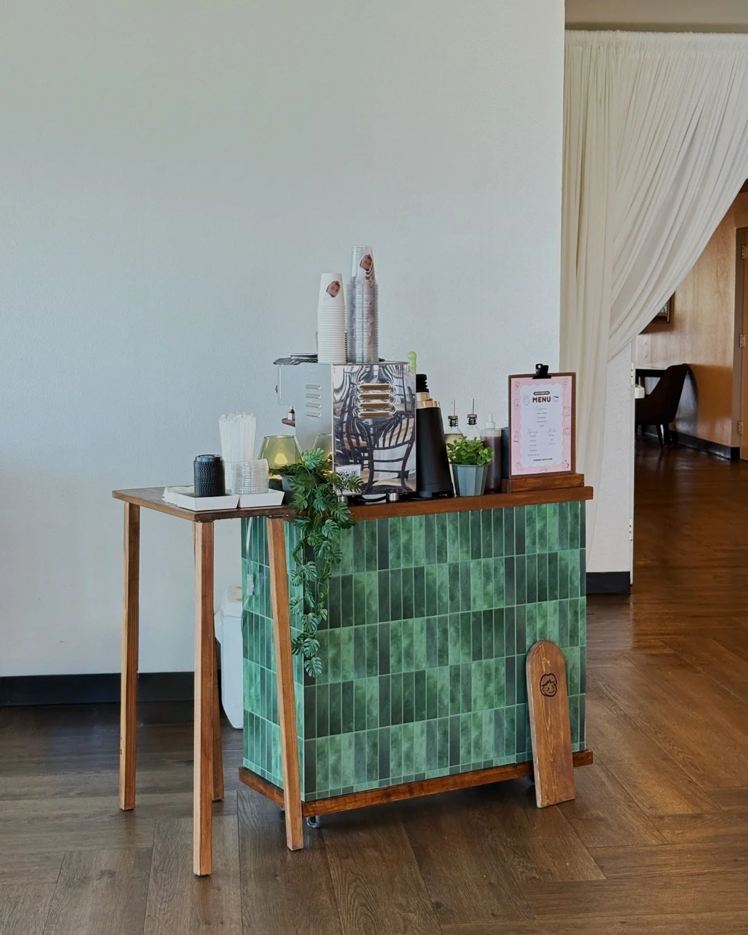 photo of the coffee cart set up at an event