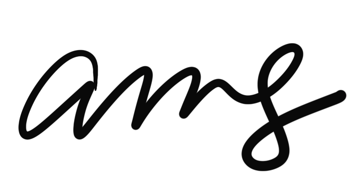 Black background with the word 'ams' in large, cursive, black script