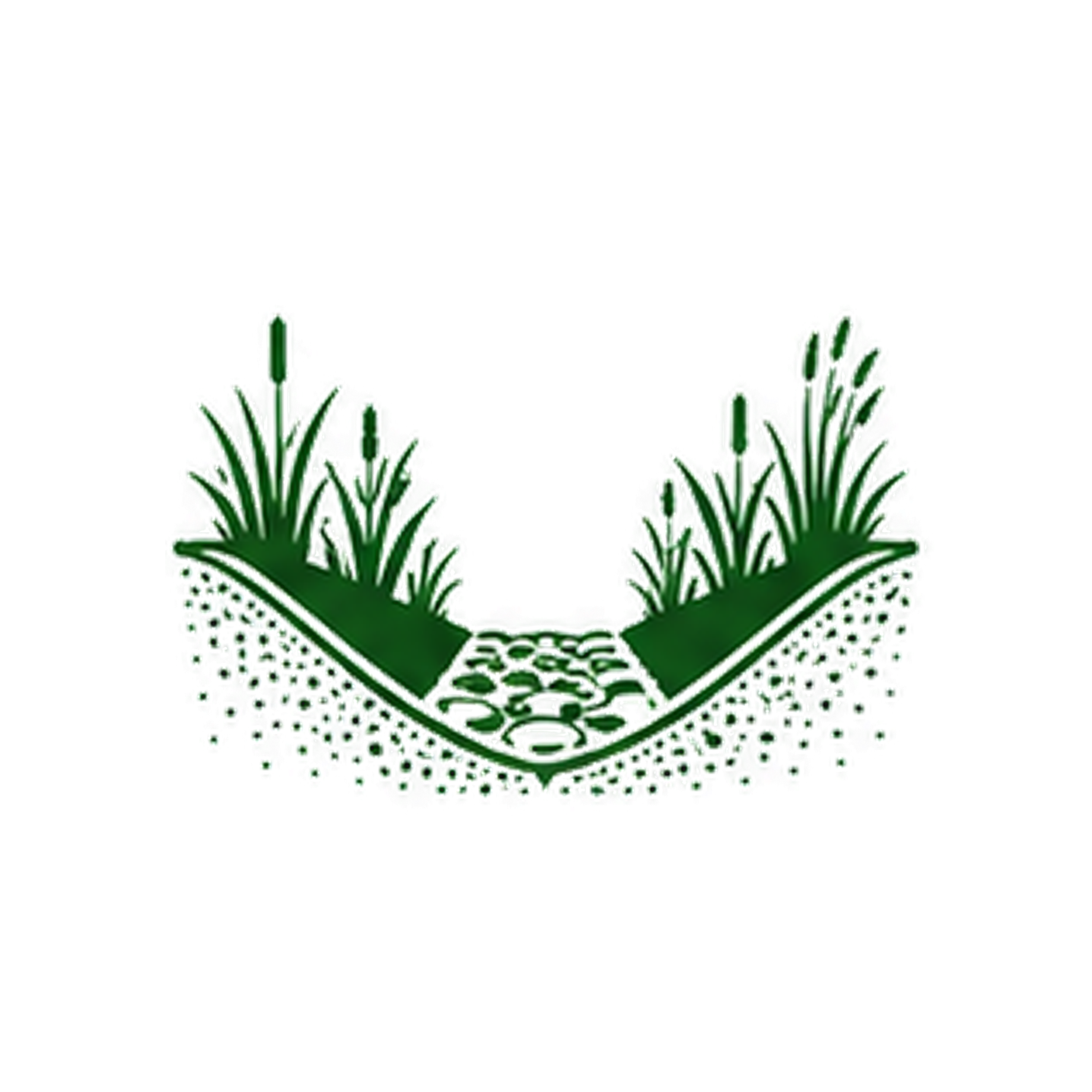 Logo featuring green cattails and a shield-shaped outline.