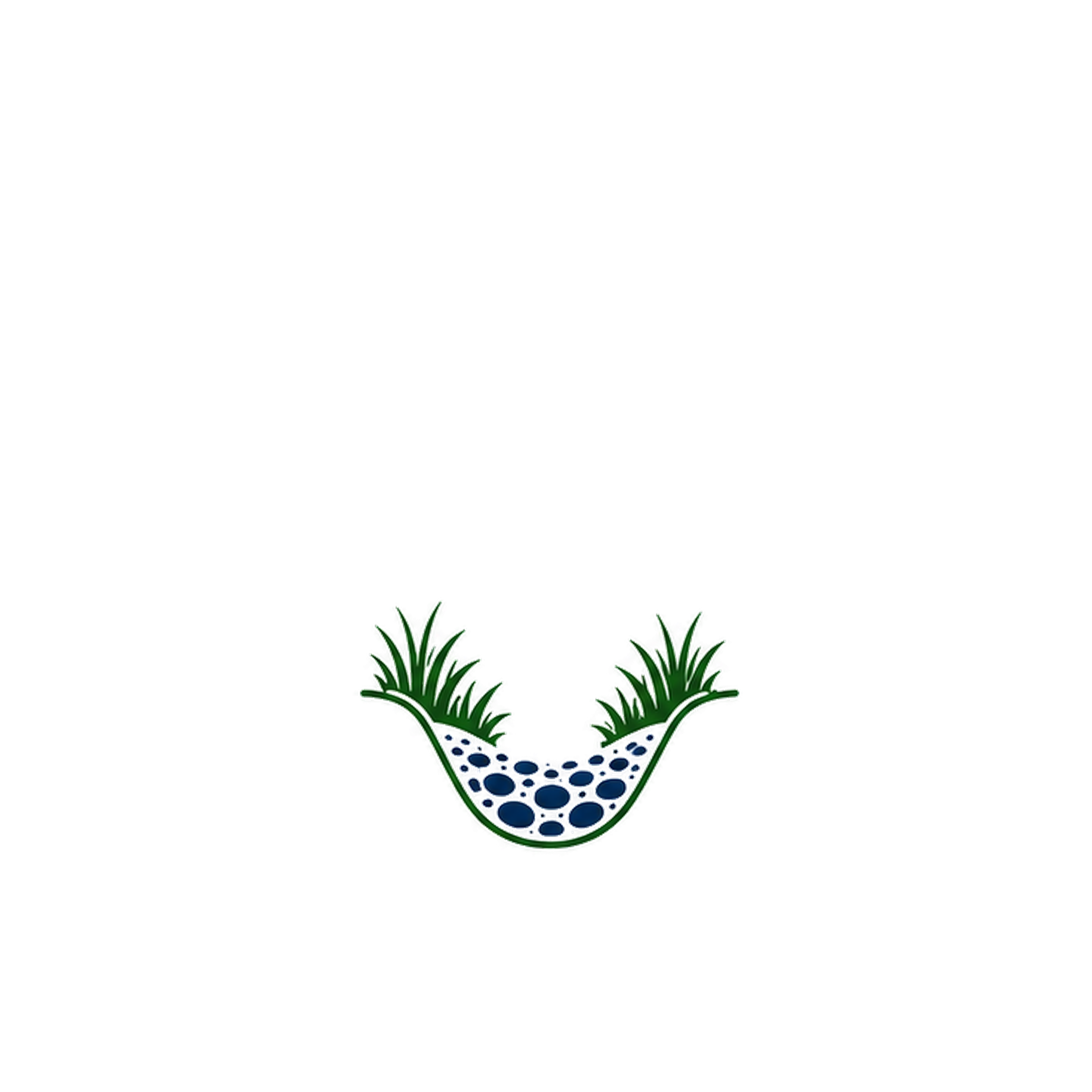 Decorative graphic design featuring a stylized white apron with green accents, green plants, and blue dots, outlined with green lines.