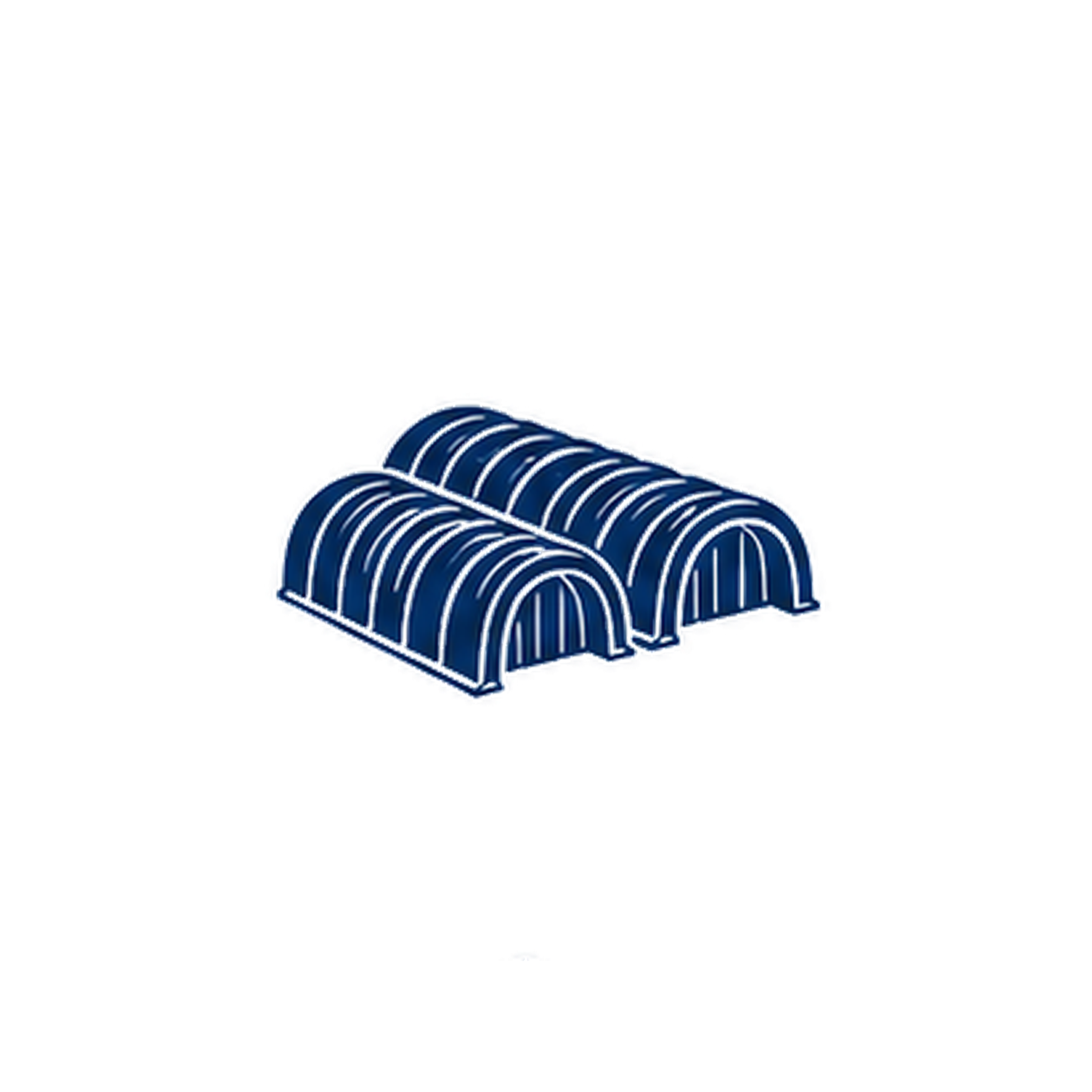 Close-up image of a set of blue and white striped curlers used for styling hair.