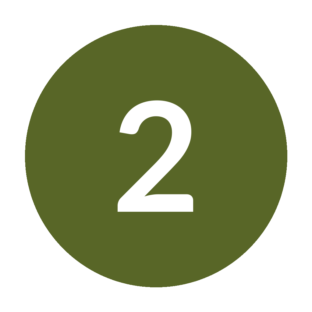 A green circular sign with white text displaying the number 2.