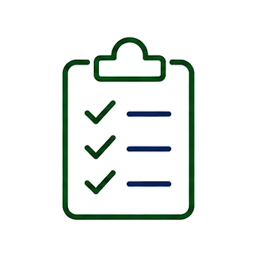 Checklist on a clipboard with three checked items.