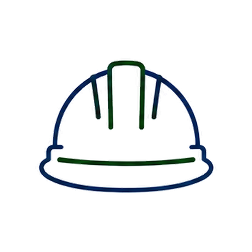 A detailed digital illustration of a construction hard hat with a built-in flashlight.