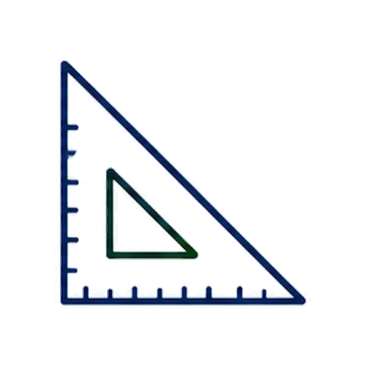 A black right-angled triangle with a green inner triangle, featuring ruler markings on all sides, used as a geometric or mathematical teaching tool.