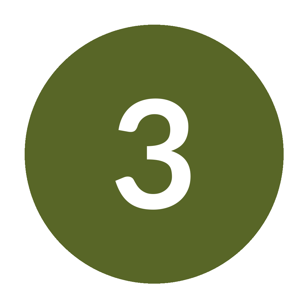 Green circle with a white number 3 in the center.