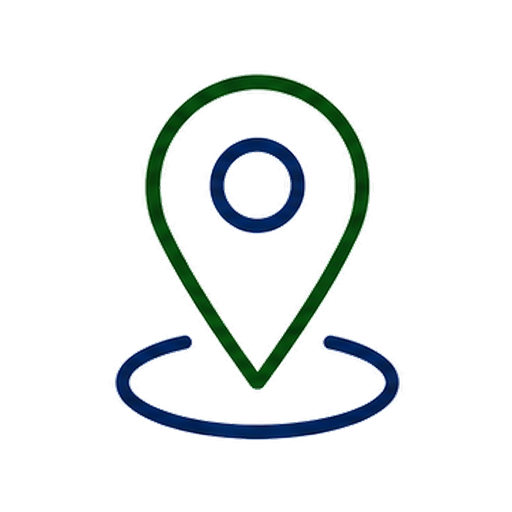 Icon of a location marker pin with a circle inside, on a white background.