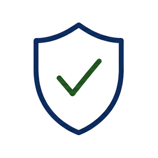 Shield icon with a green checkmark in the center.