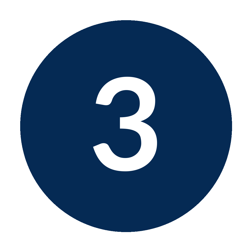 Blue circle with large white number 3 in the center