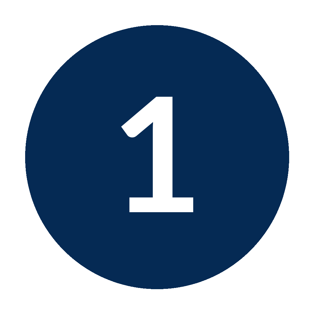 White number 1 inside a blue circle.