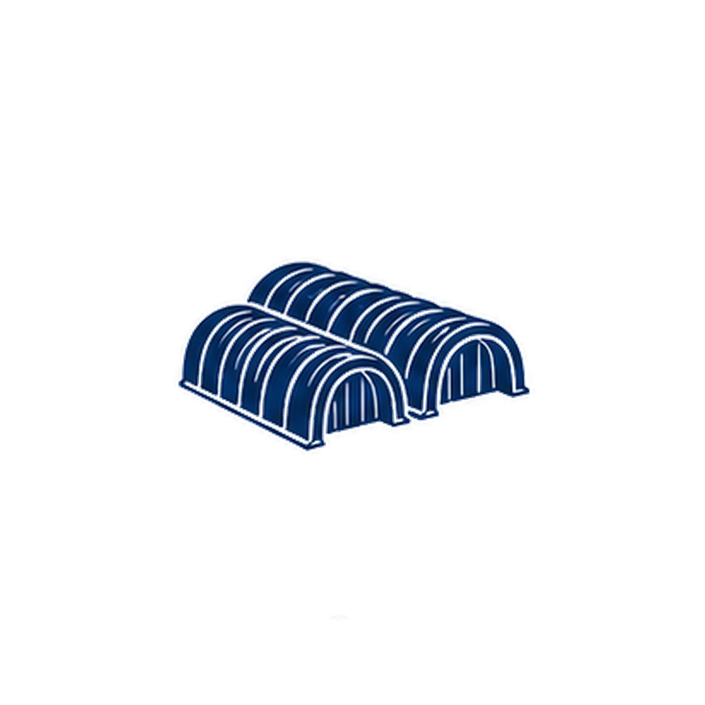 Stack of blue and white striped decorative bowls.