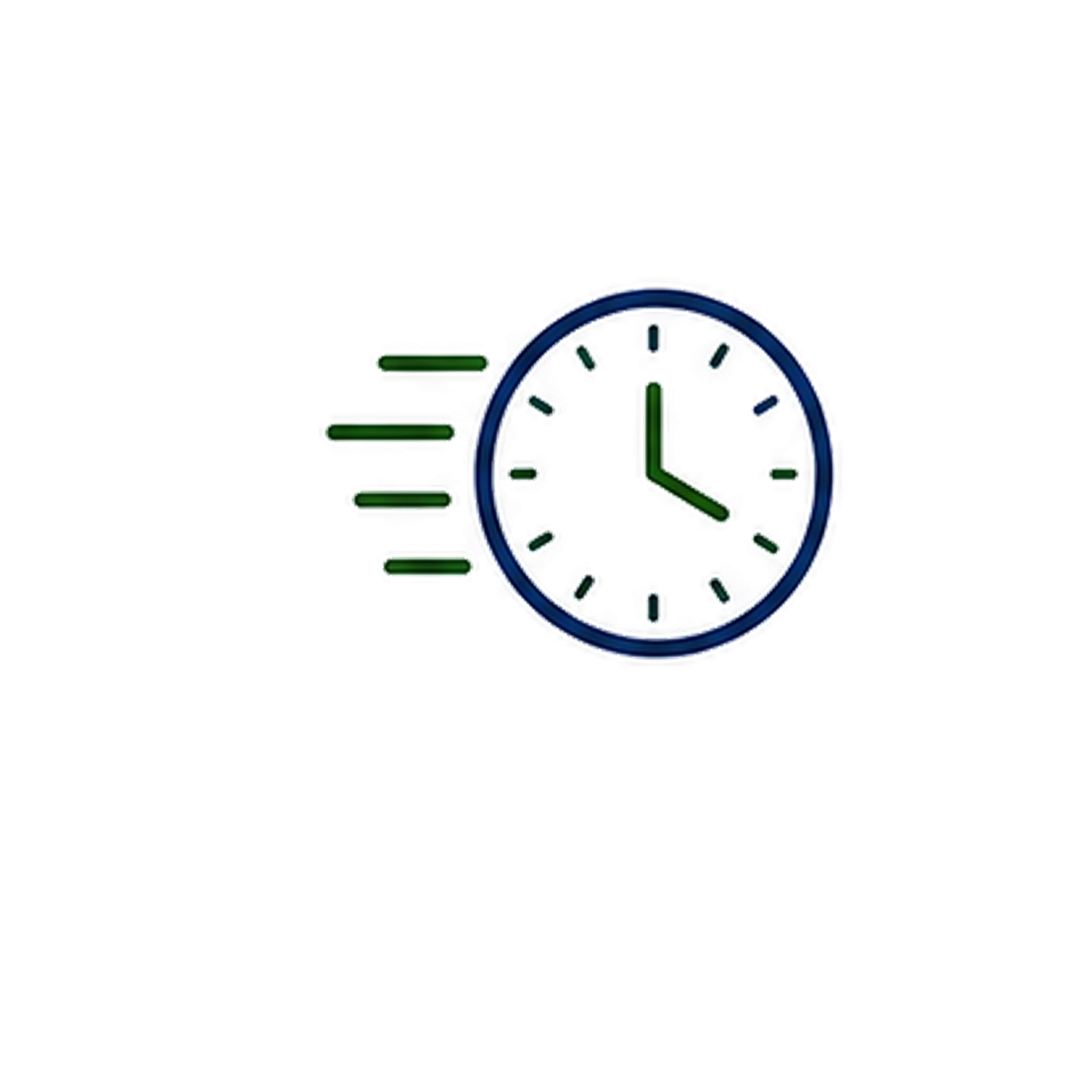 A clock showing the time as 4:00, with a white background and green and blue accents.