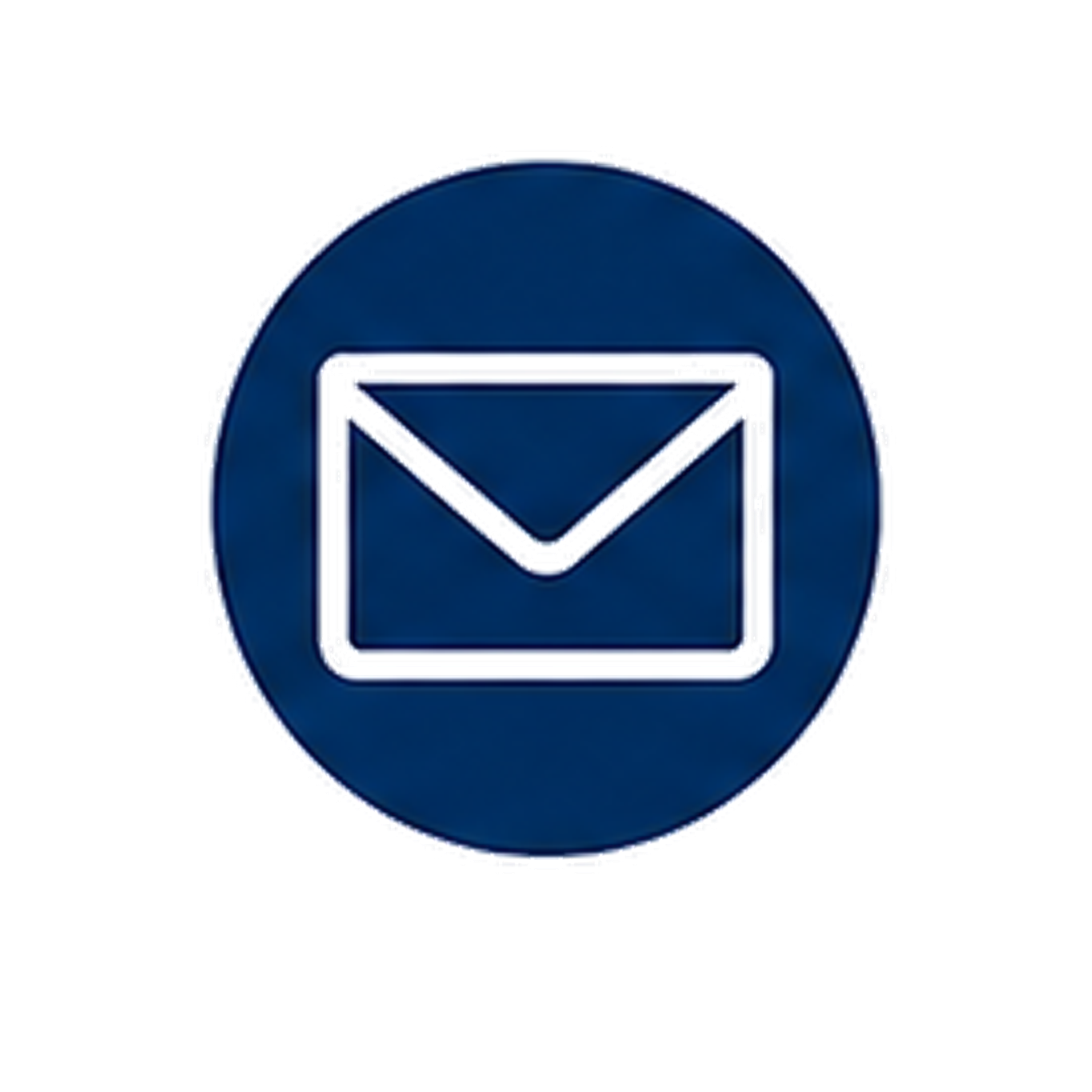 Blue circular email icon with a white envelope in the center.