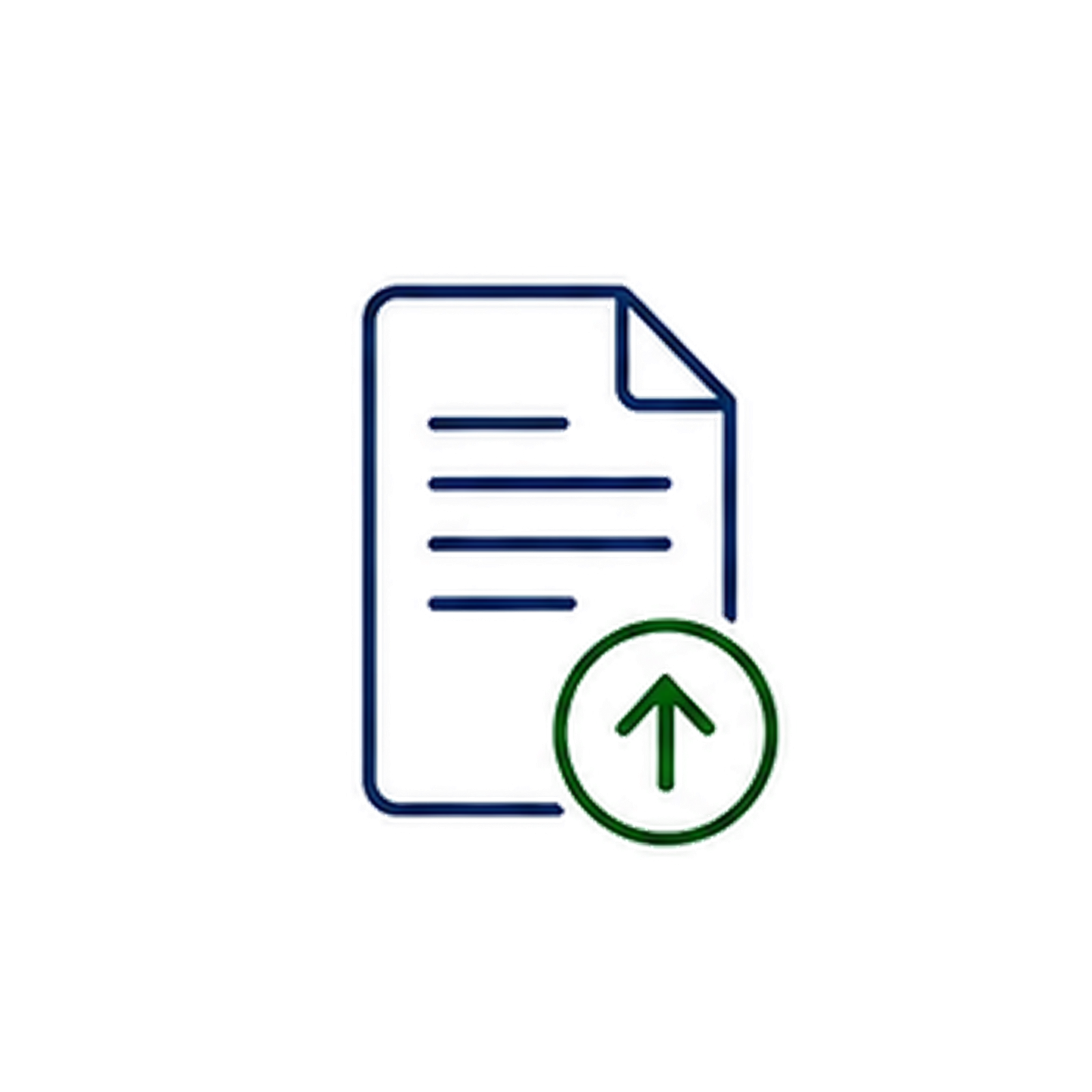 Outline of a smartphone with an upward pointing arrow inside a green circle at the bottom right corner, indicating uploading.