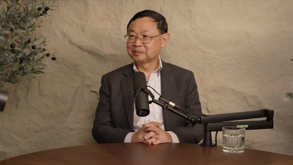 Podcast recording with male guest at Studio Analogue, Singapore. 