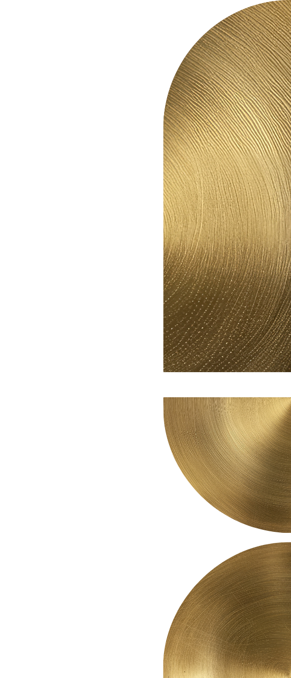 Studio Analogue Iconography - Close-up of a gold textured surface symbolism of podcasting mic.