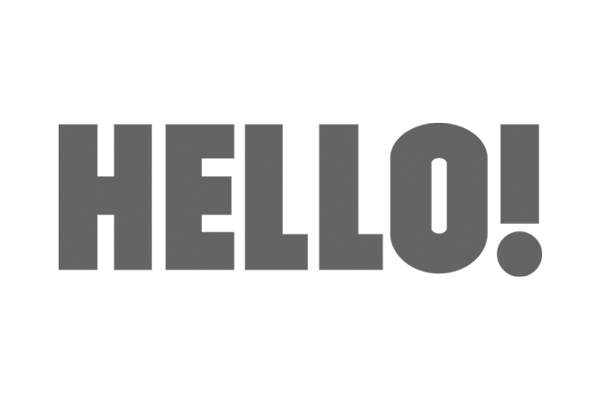Black background with large gray text that reads "HELLO!"