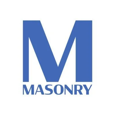 Blue logo with a large letter 'M' and the word 'MASONRY' underneath.
