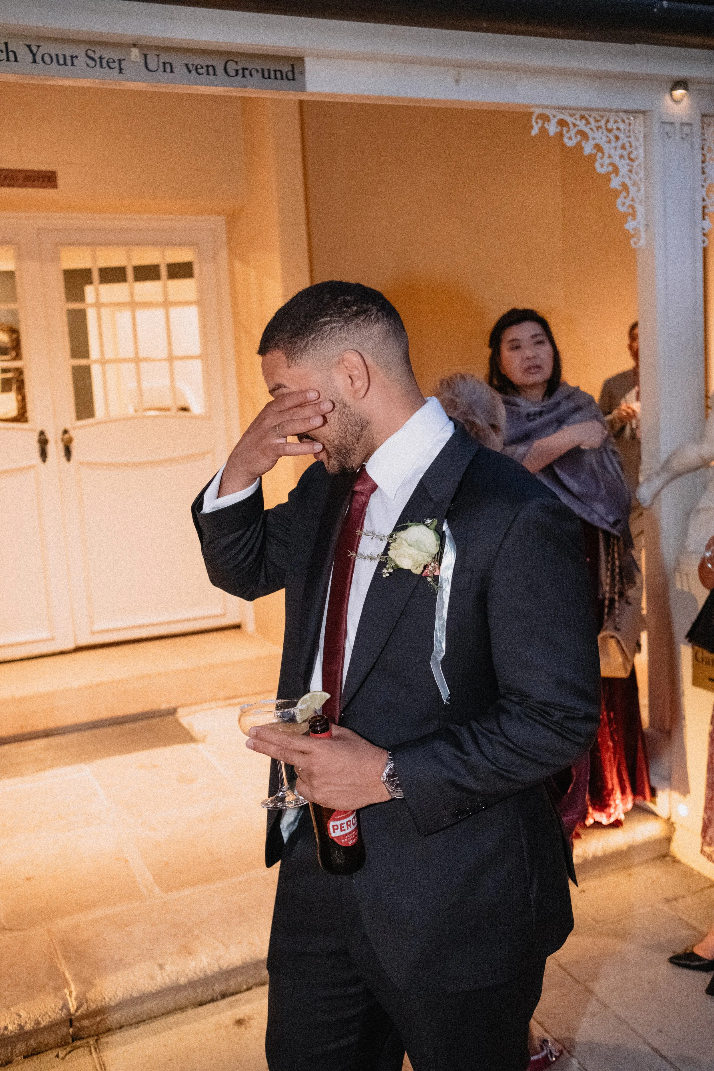 Wedding photograph of groom emotional at Oatlands Estate in Sydney.jpg
