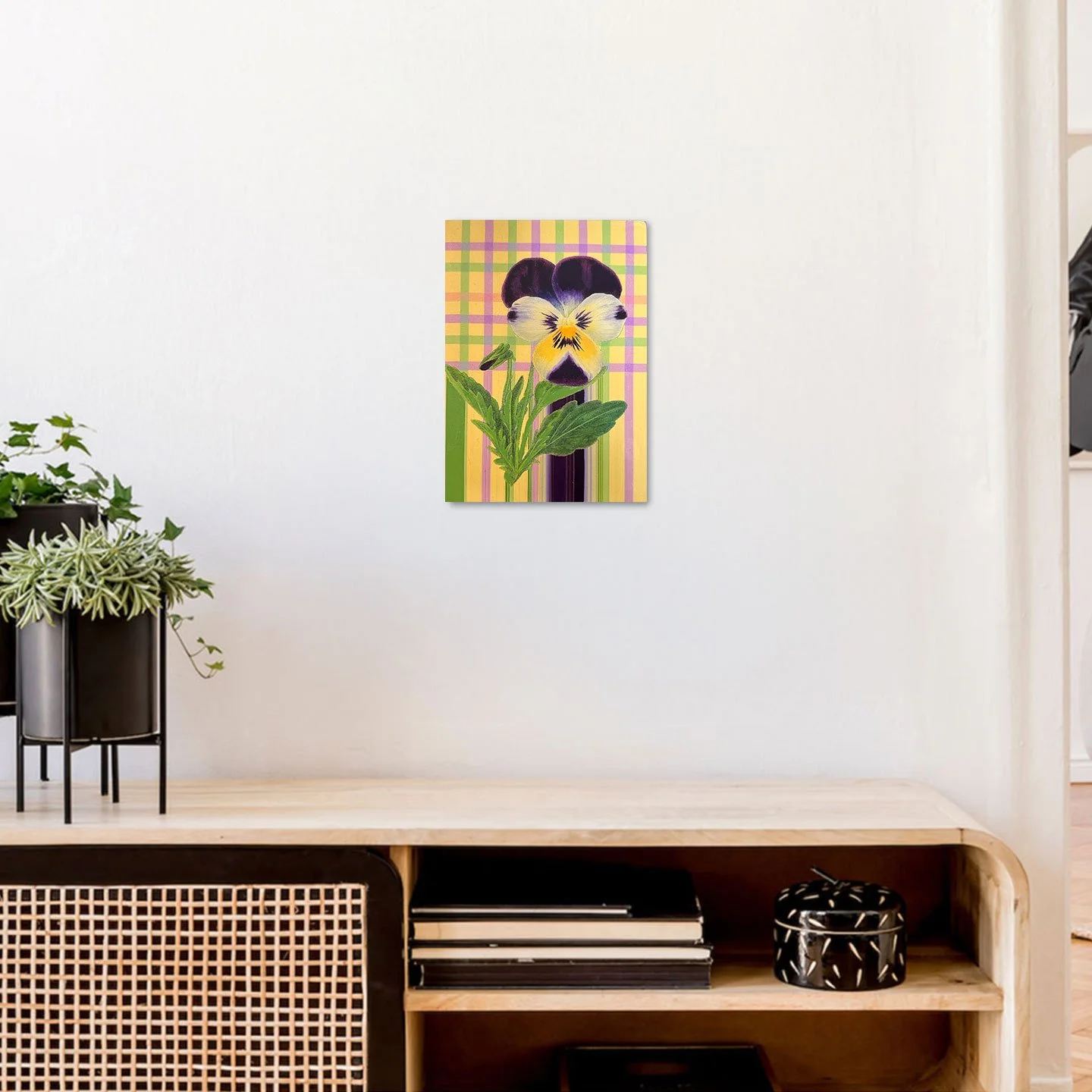 pansy-on-plaid-2026-in-situ-karen-olsen-dunn-original-painting.jpg
