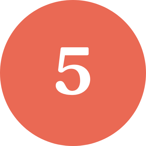 Orange circle with a white number five in the center.