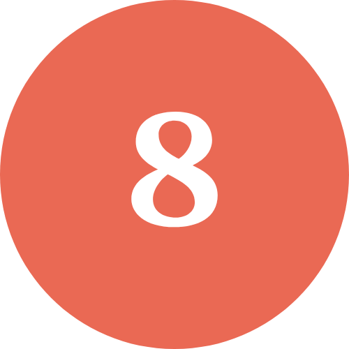 A red circle with the number 8 in white in the center.